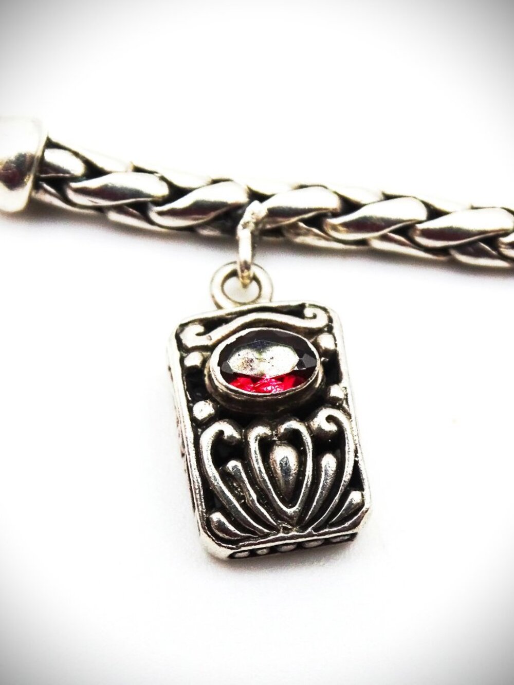 VINTAGE Sterling Silver Topaz Peridot Garnet Amethyst Charms Bracelet - Picture 9 of 15